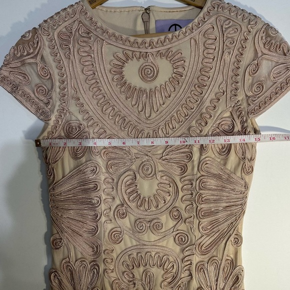 JS Collections Cocktail Dress 2 Light Blush Pink Embroidered Sheer Cap Sleeves - Picture 8 of 13